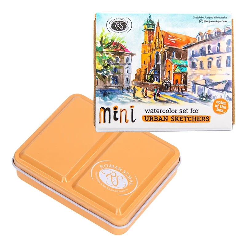 Akwarele Aquarius Mini Urban Sketchers Apricot zestaw 8 półkostek 01