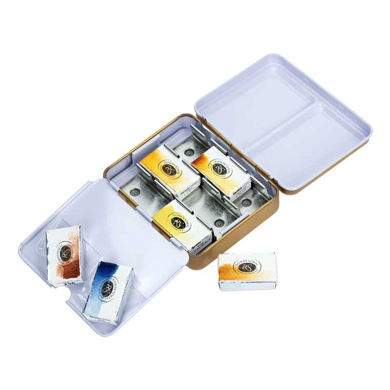 Metalowa kasetka na akwarele Mini Box na 6 kostek - Roman Szmal - Apricot 07