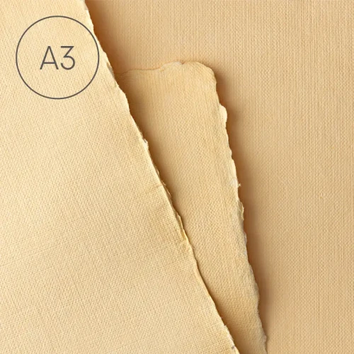 Papier czerpany faktura lnu A3 - Brzoskwinia