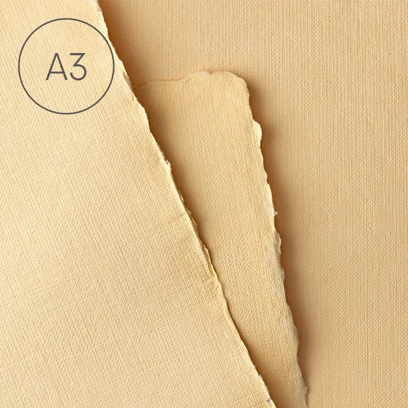 Papier czerpany faktura lnu A3 - Brzoskwinia 02