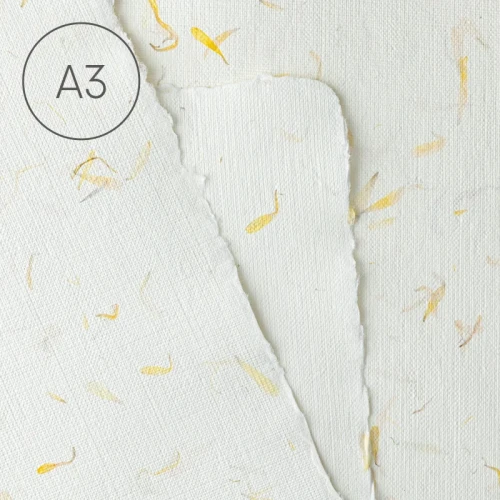 Papier czerpany faktura lnu A3 - Nagietek