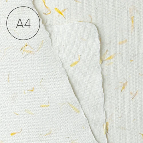 Papier czerpany faktura lnu A4 - Nagietek