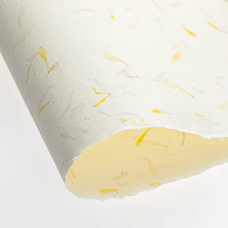 Papier czerpany faktura lnu A4 - Nagietek 02