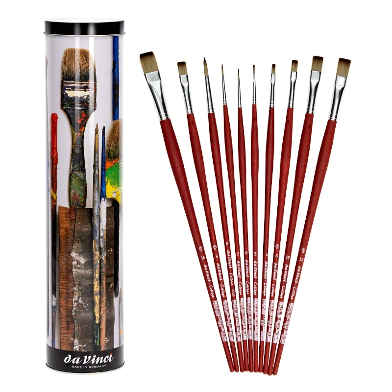 Pędzle syntetyczne w tubie da Vinci zestaw College 5403 - 10 sztuk + tuba 01