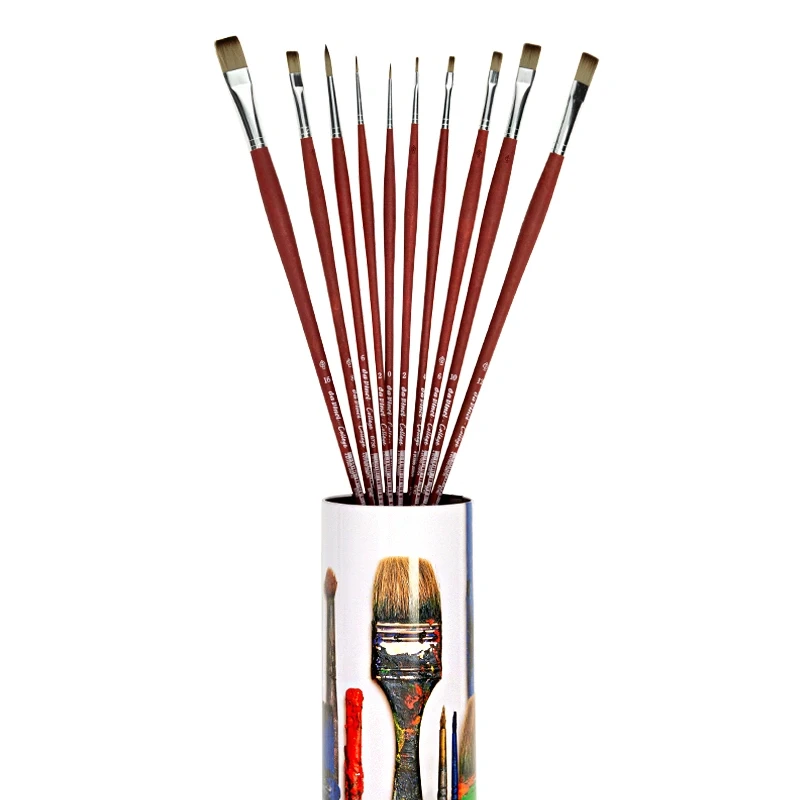 Pędzle syntetyczne w tubie da Vinci zestaw College 5403 - 10 sztuk + tuba 03
