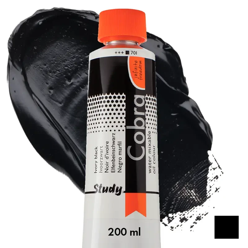 Farba olejna wodorozcieńczalna Cobra Study 200 ml – 701 Ivory Black 01
