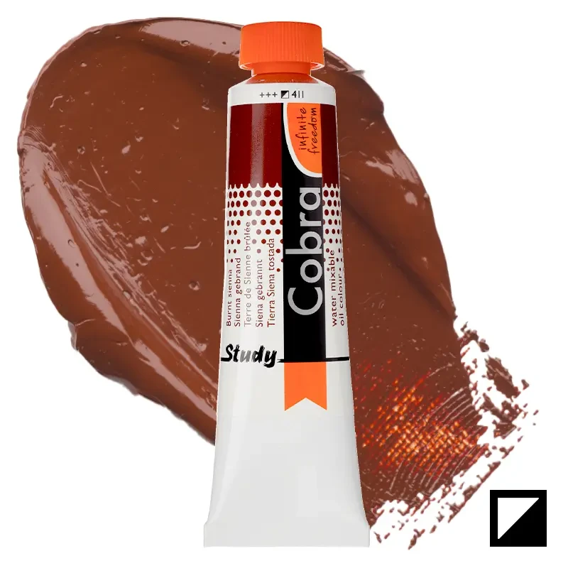 Farba olejna wodorozcieńczalna Cobra Study 40 ml – 411 Burnt Sienna 01