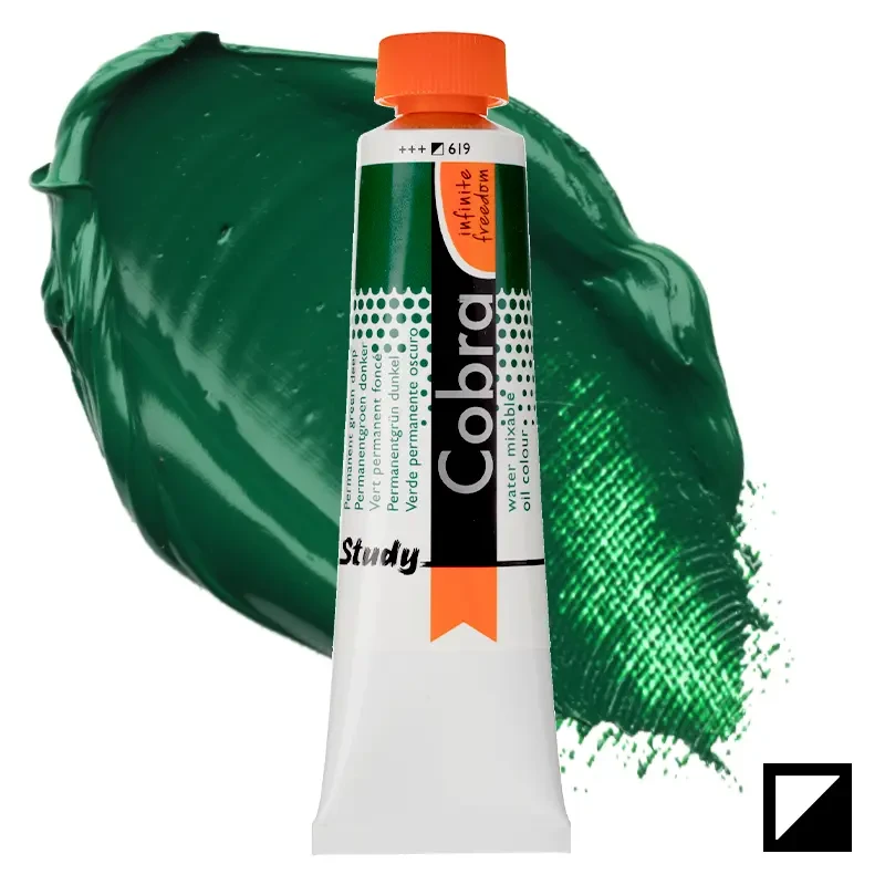 Farba olejna wodorozcieńczalna Cobra Study 40 ml – 619 Permanent Green Deep 01
