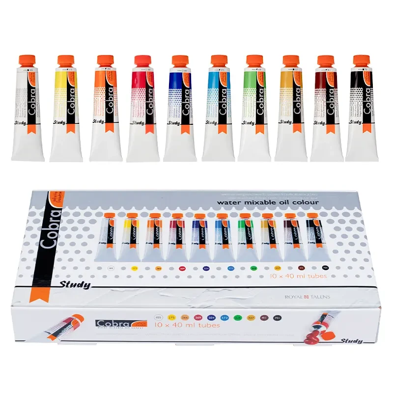 Farby olejne wodorozcieńczalne Cobra Study zestaw 10 x 40 ml 01