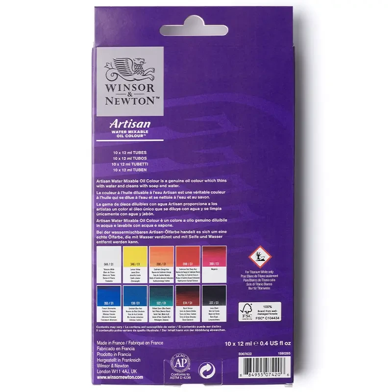 Farby olejne wodorozcieńczalne Winsor & Newton Artisan zestaw 10 x 12 ml 07