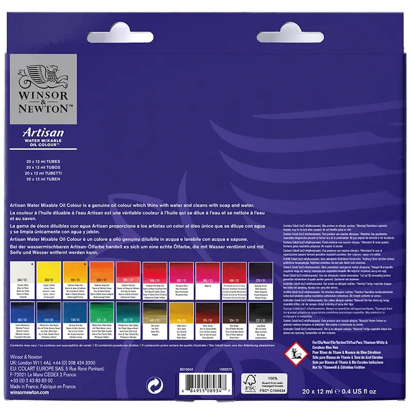 Farby olejne wodorozcieńczalne Winsor & Newton Artisan zestaw 20 x 12 ml 078