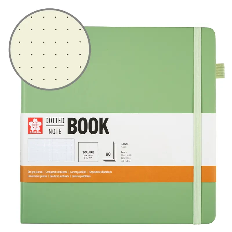 Notatnik Bullet Journal Sakura Dotted Notebook Pale Patina - 20 x 20 cm, 140 g, 80 ark. 01