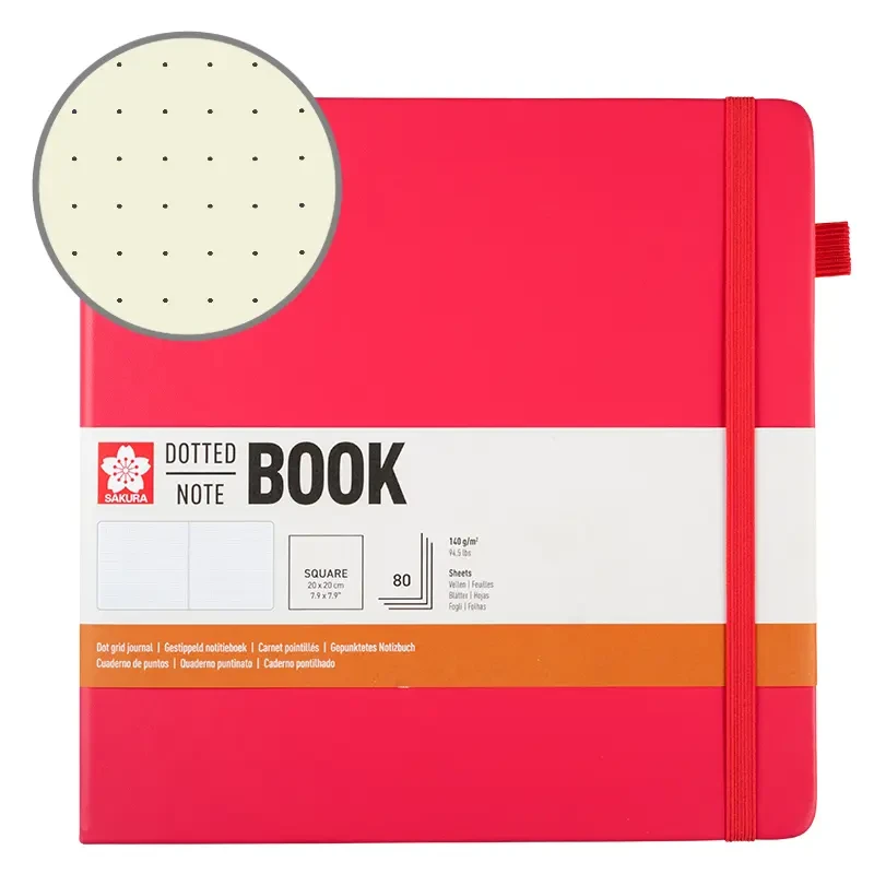 Notatnik Bullet Journal Sakura Dotted Notebook Plum Blossom - 20 x 20 cm, 140 g, 80 ark. 01