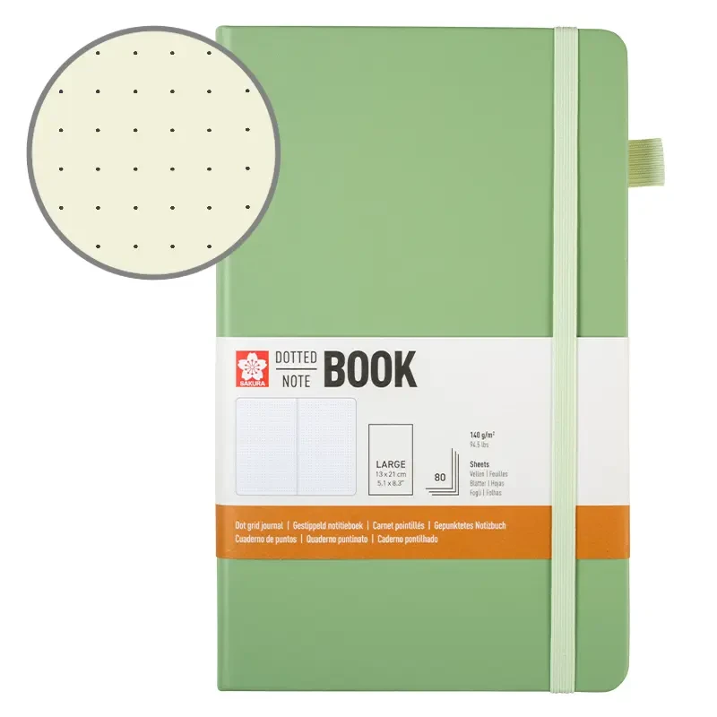 Notatnik Bullet Journal Sakura Dotted Notebook Pale Patina - 13 x 21 cm, 140 g, 80 ark. 01