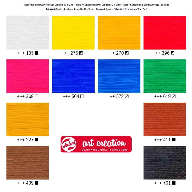 Farby akrylowe Art Creation  zestaw Combi Set 12x12 ml + akcesoria Royal Talens 03