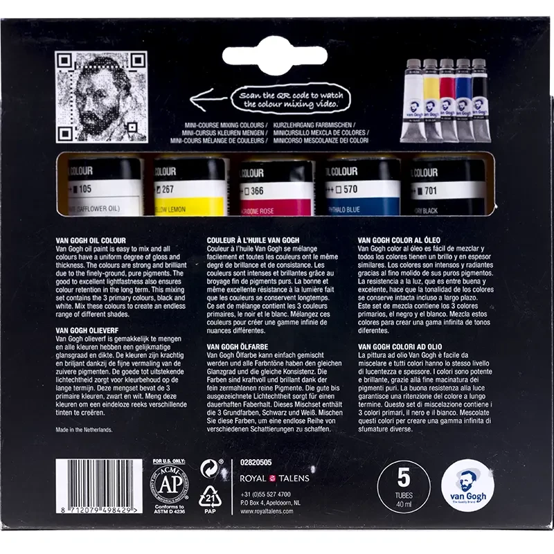 Farby olejne Van Gogh Primary Mixing Set zestaw 5 x 40 ml 06
