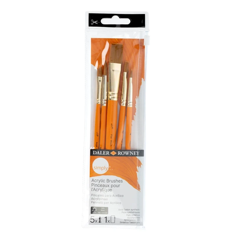 Pędzle syntetyczne Daler Rowney zestaw Acrylic Brushes set 1 - 5 szt. 01