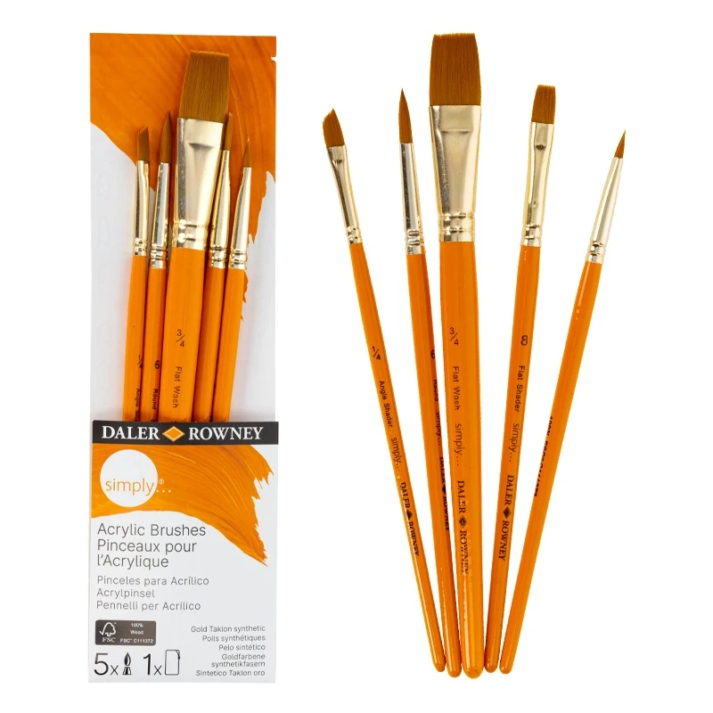 Pędzle syntetyczne Daler Rowney zestaw Acrylic Brushes set 1 - 5 szt. 02