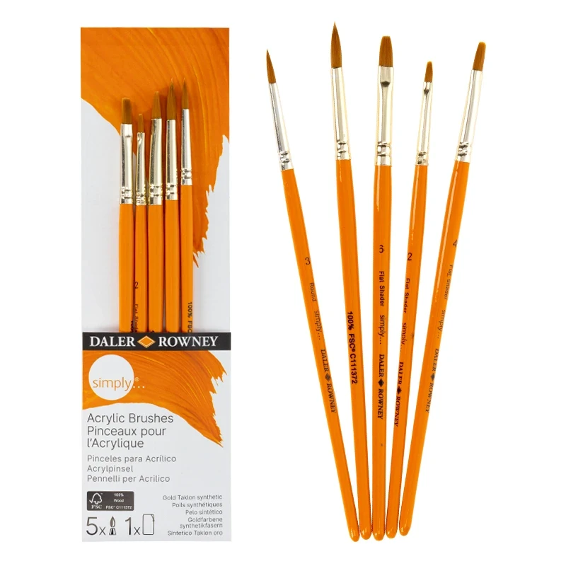 Pędzle syntetyczne Daler Rowney zestaw Acrylic Brushes set 2 - 5 szt. 01