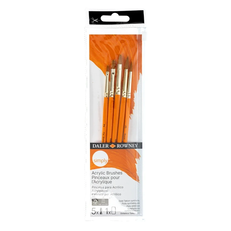 Pędzle syntetyczne Daler Rowney zestaw Acrylic Brushes set 2 - 5 szt. 03