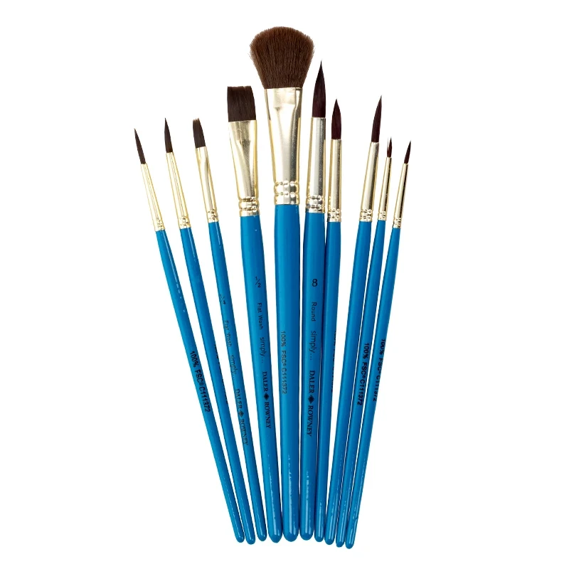 Pędzle syntetyczne do akwareli Daler Rowney zestaw Watercolor Brushes - 10 szt. 01