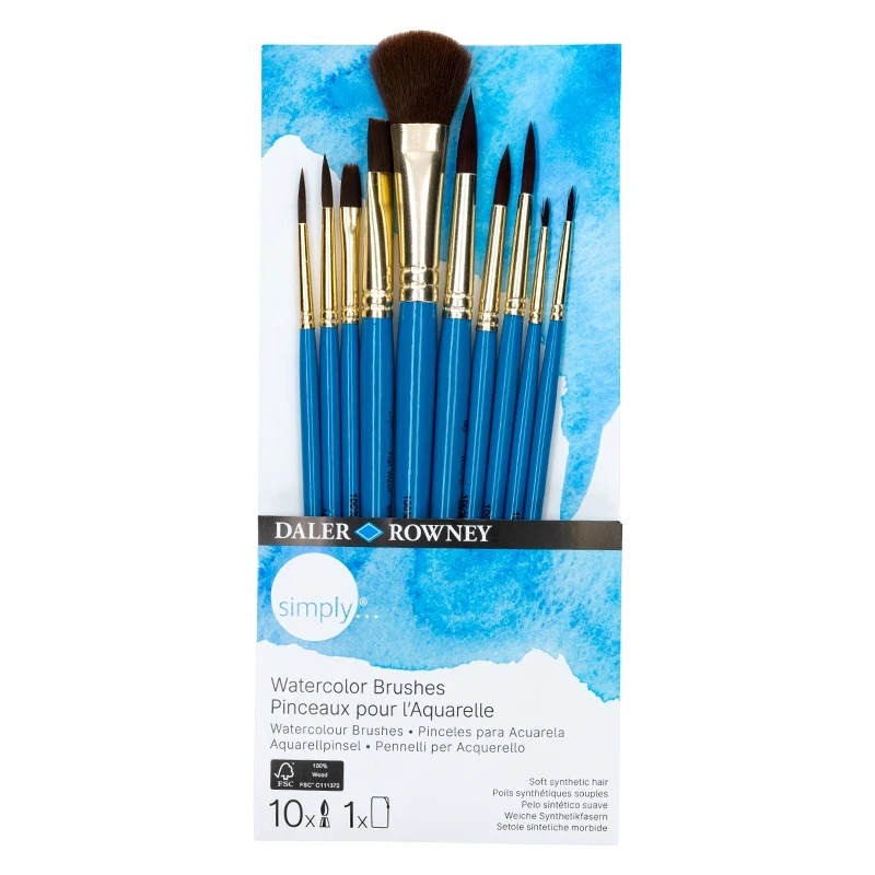Pędzle syntetyczne do akwareli Daler Rowney zestaw Watercolor Brushes - 10 szt. 03