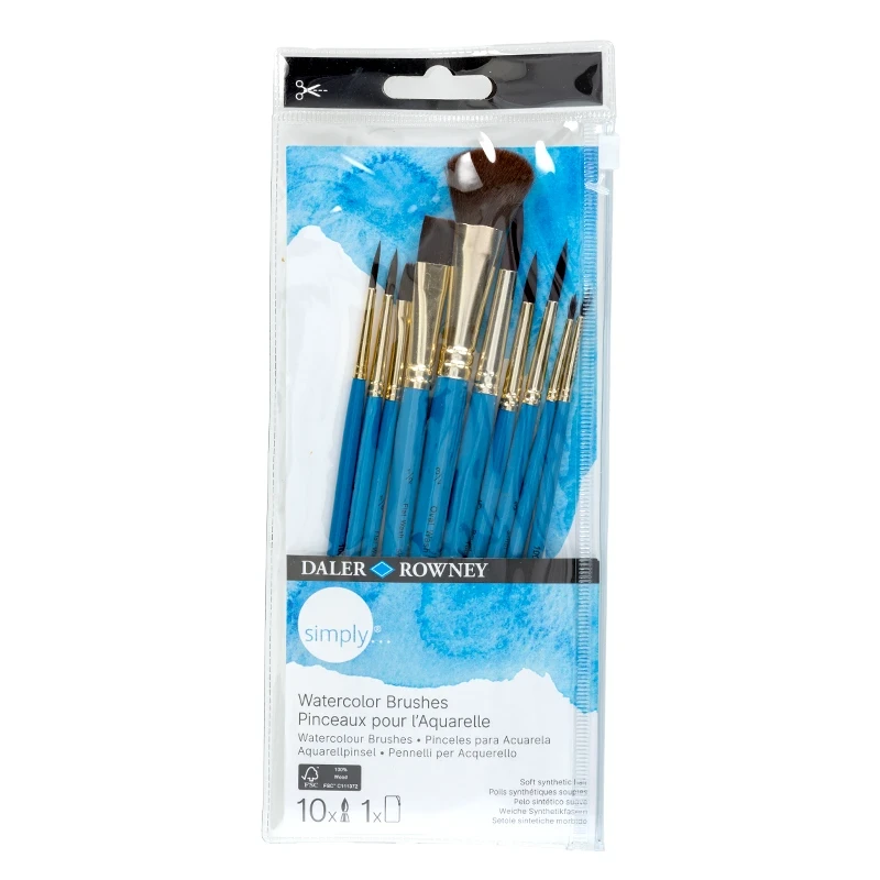 Pędzle syntetyczne do akwareli Daler Rowney zestaw Watercolor Brushes - 10 szt. 04