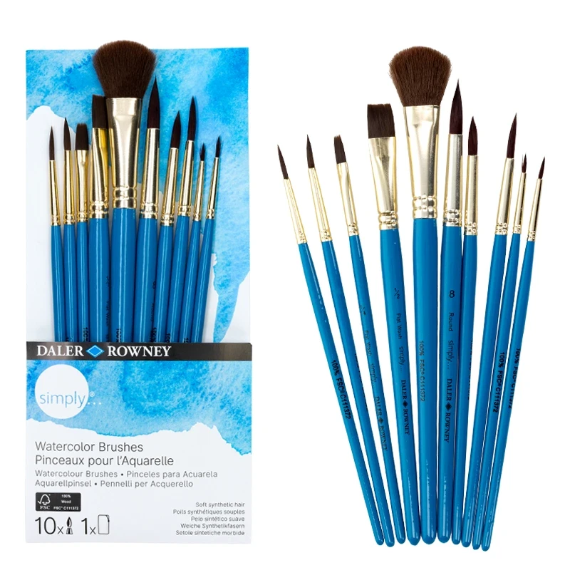 Pędzle syntetyczne do akwareli Daler Rowney zestaw Watercolor Brushes - 10 szt. 05