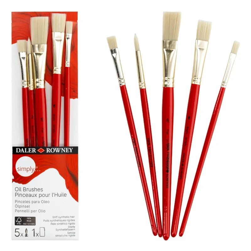 Pędzle syntetyczne Daler Rowney zestaw Oil Brushes - 5 szt. 01