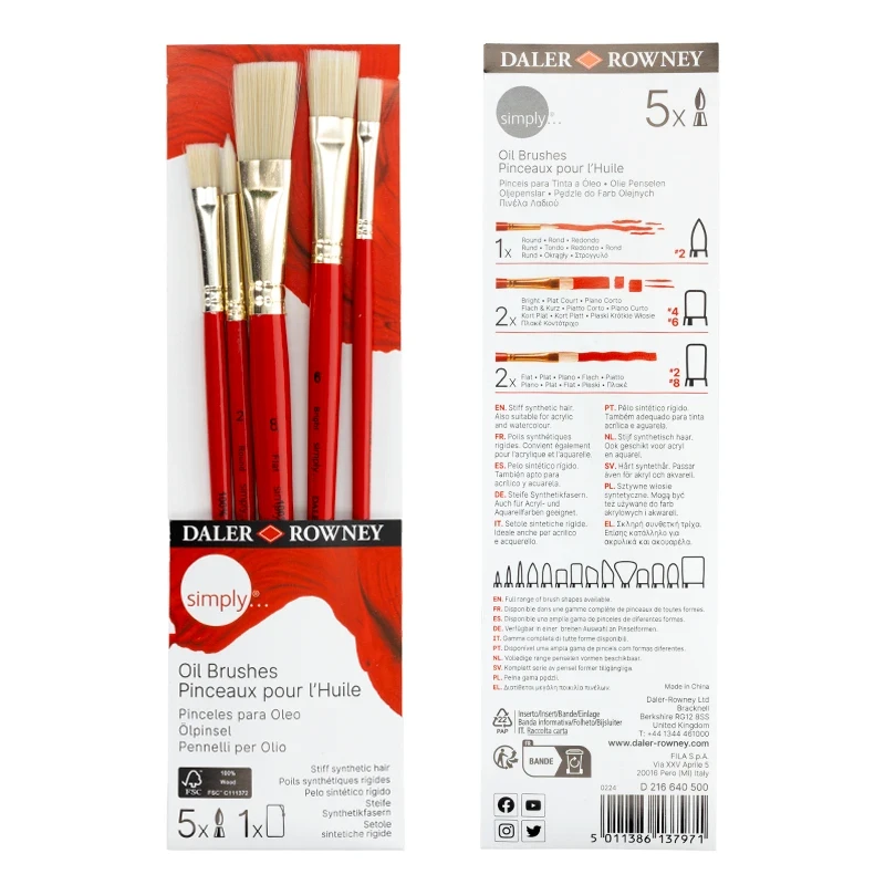 Pędzle syntetyczne Daler Rowney zestaw Oil Brushes - 5 szt. 02