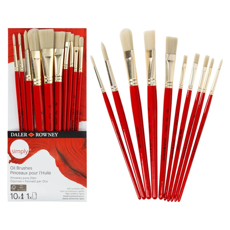 Pędzle syntetyczne Daler Rowney zestaw Oil Brushes - 10 szt. 01