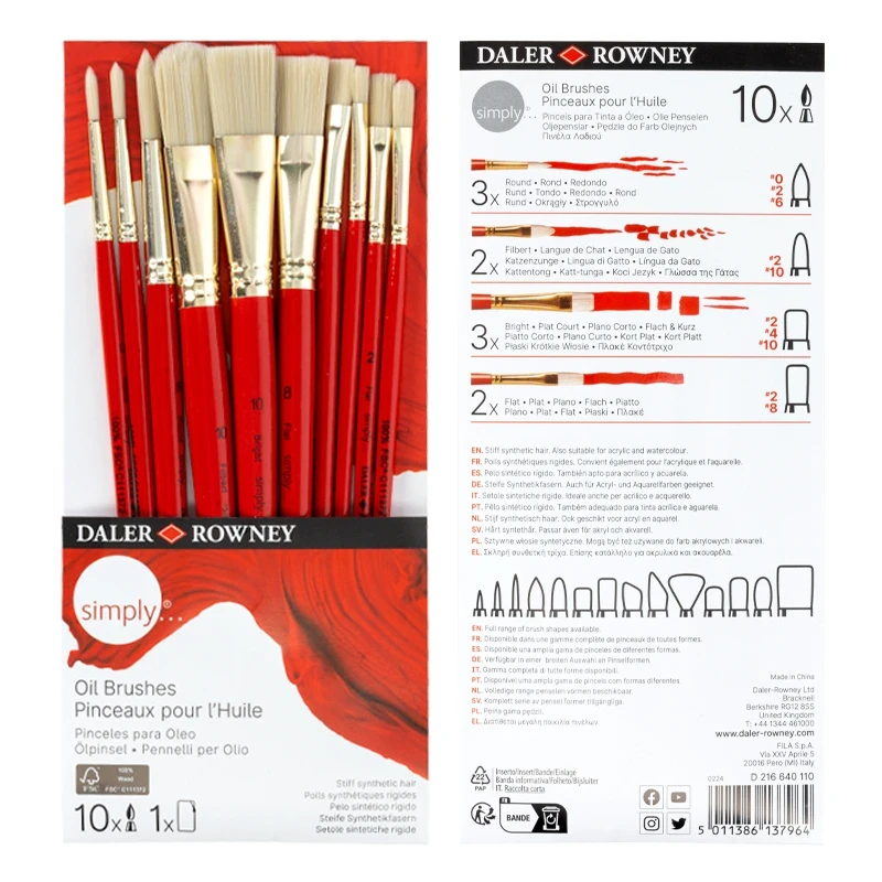 Pędzle syntetyczne Daler Rowney zestaw Oil Brushes - 10 szt. 03