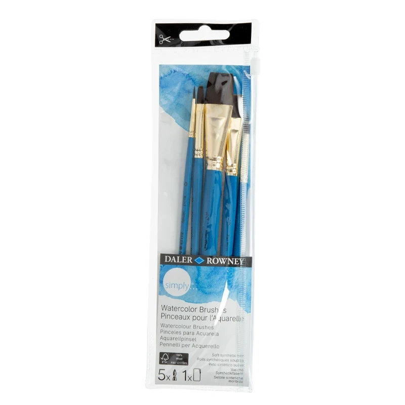 Pędzle syntetyczne do akwareli Daler Rowney zestaw Watercolor Brushes - 5 szt. 01