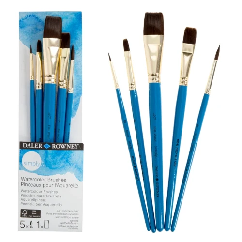 Pędzle syntetyczne do akwareli Daler Rowney zestaw Watercolor Brushes - 5 szt.