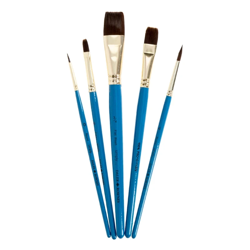 Pędzle syntetyczne do akwareli Daler Rowney zestaw Watercolor Brushes - 5 szt. 05