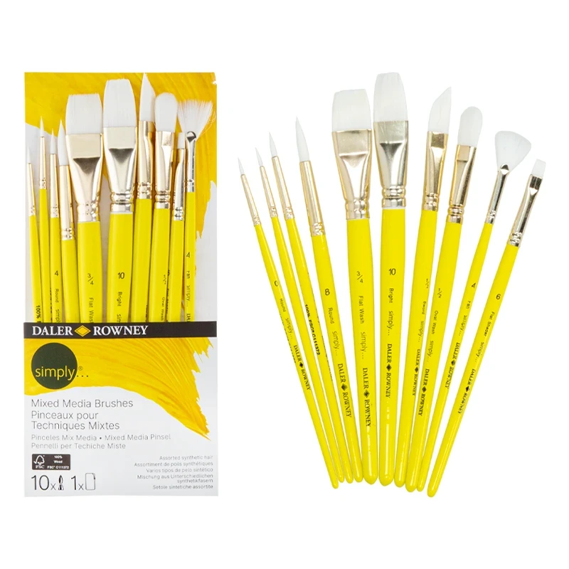Pędzle syntetyczne Daler Rowney zestaw Mixed Media Skyflow - 10 szt. 01