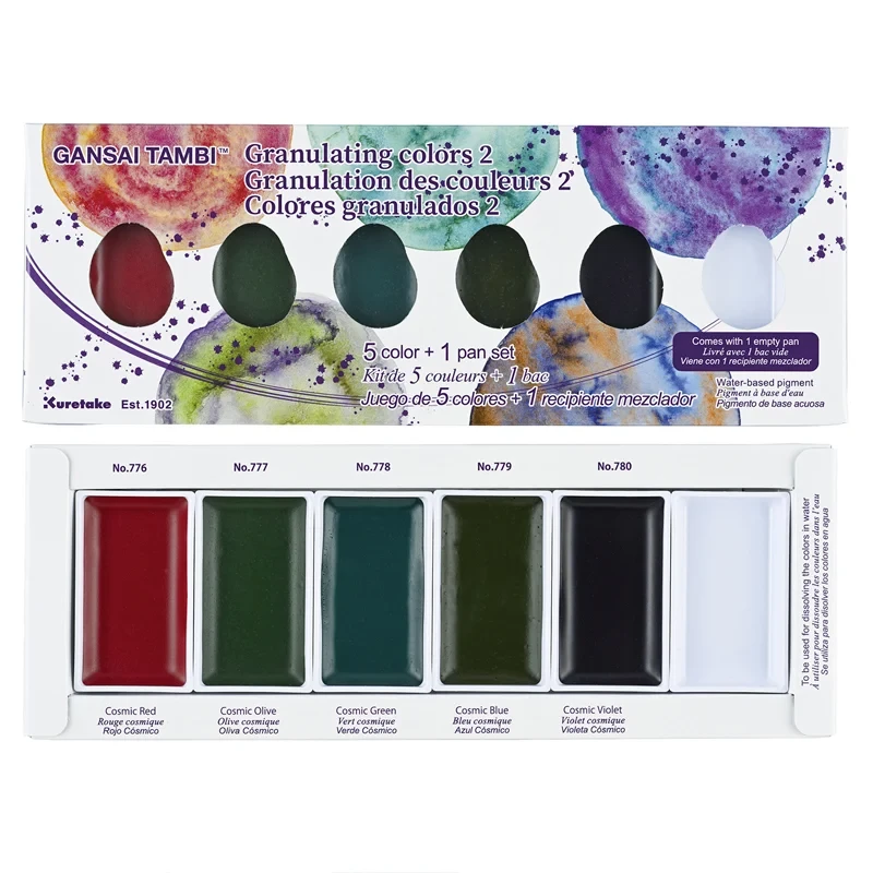 Farby akwarelowe Gansai Tambi zestaw Granulating Colors Set 2 01