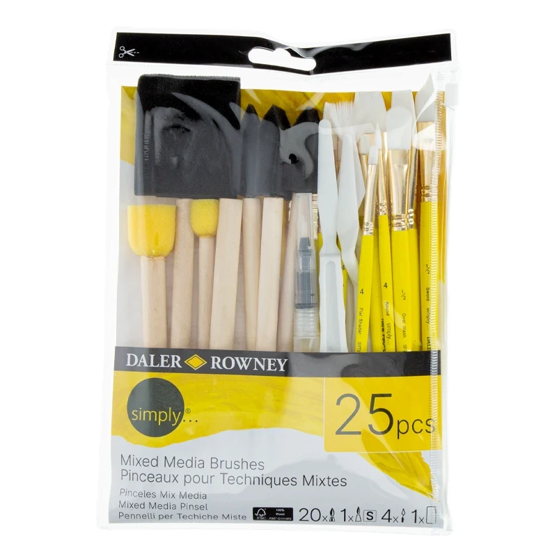 Pędzle syntetyczne Daler Rowney zestaw Mixed Media Brushes - 25 szt. 03