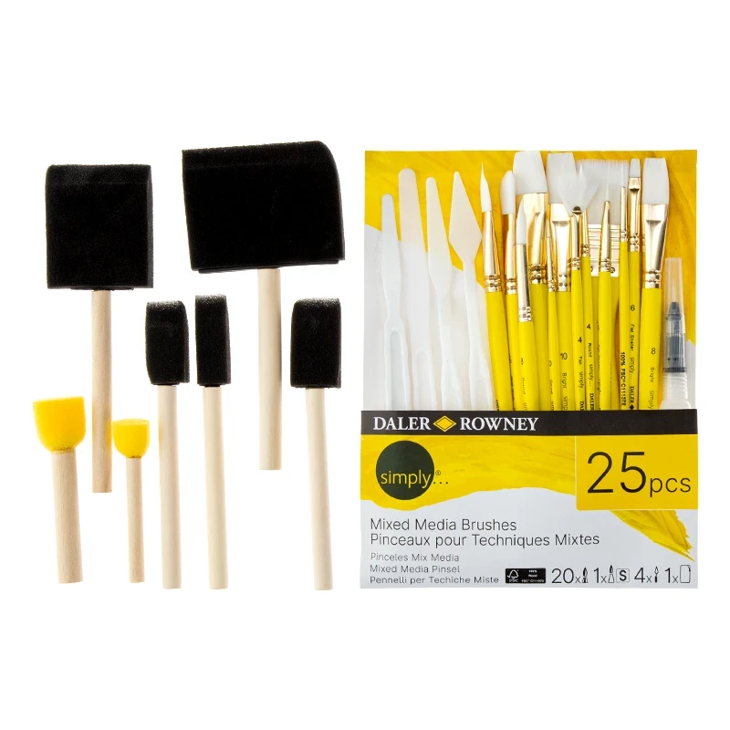 Pędzle syntetyczne Daler Rowney zestaw Mixed Media Brushes - 25 szt. 01