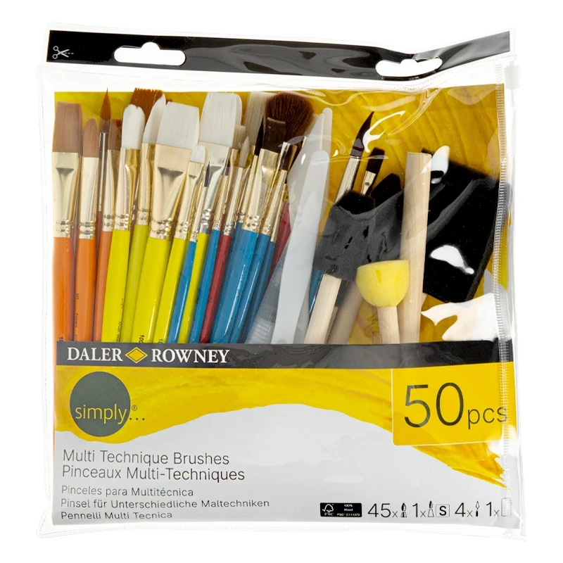 Pędzle syntetyczne Daler Rowney zestaw Multi Techniques Brushes - 50 szt. 02