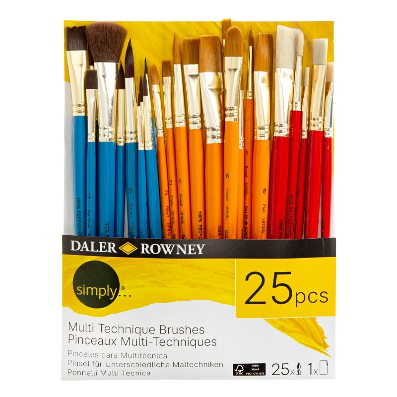 Pędzle syntetyczne Daler Rowney zestaw Multi Techniques Brushes - 25 szt.  03
