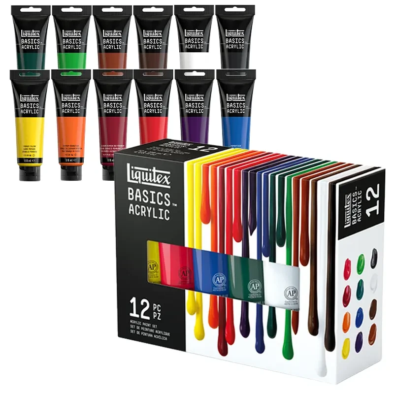Farby akrylowe Liquitex Basics zestaw 12 x 118 ml 01