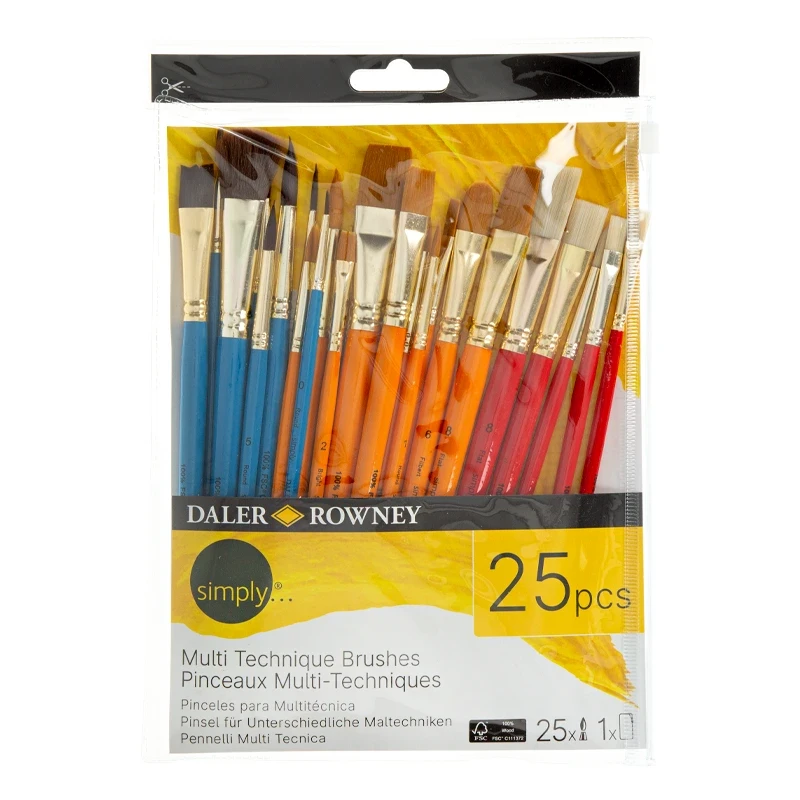 Pędzle syntetyczne Daler Rowney zestaw Multi Techniques Brushes - 25 szt.  04