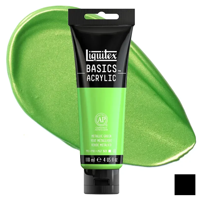 Farba akrylowa Liquitex Basics Acrylic 118 ml - 346 Metallic green 01