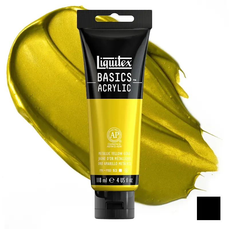 Farba akrylowa Liquitex Basics Acrylic 118 ml - 343 Metallic yellow 01