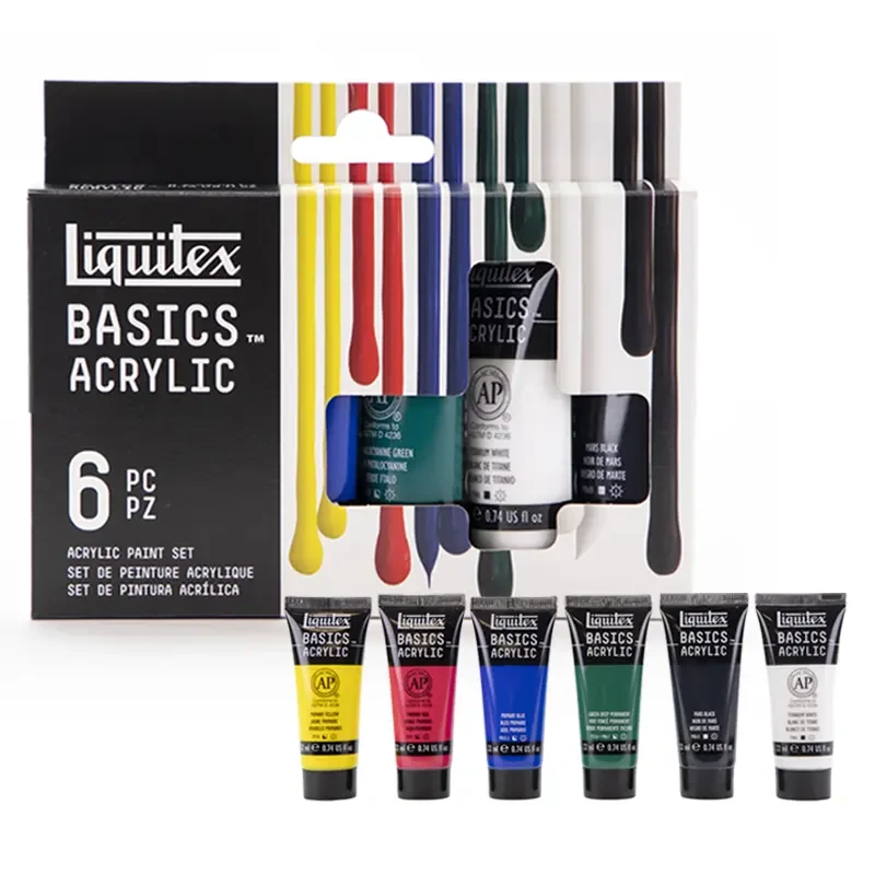 Farby akrylowe Liquitex Basics zestaw 6 x 22 ml 01