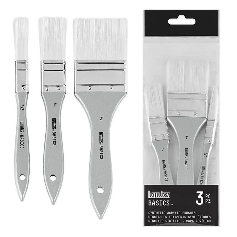 Zestaw płaskich pędzli syntetycznych Liquitex Basics - 3 szt 01