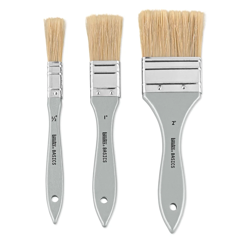 Zestaw pędzli szczecinowych Liquitex Basics 3 szt., płaskie 02