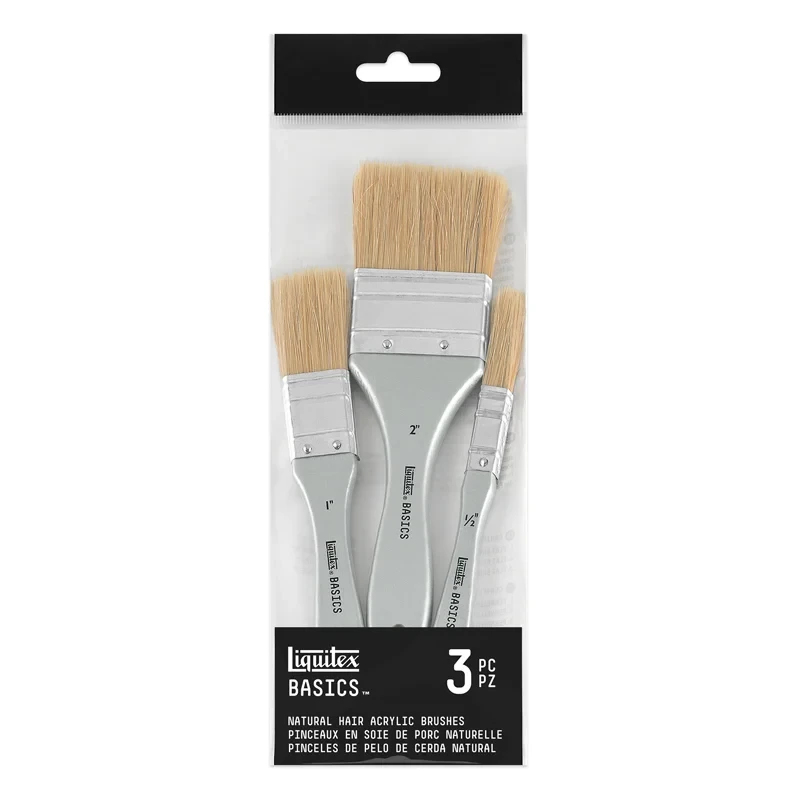 Zestaw pędzli szczecinowych Liquitex Basics 3 szt., płaskie 03