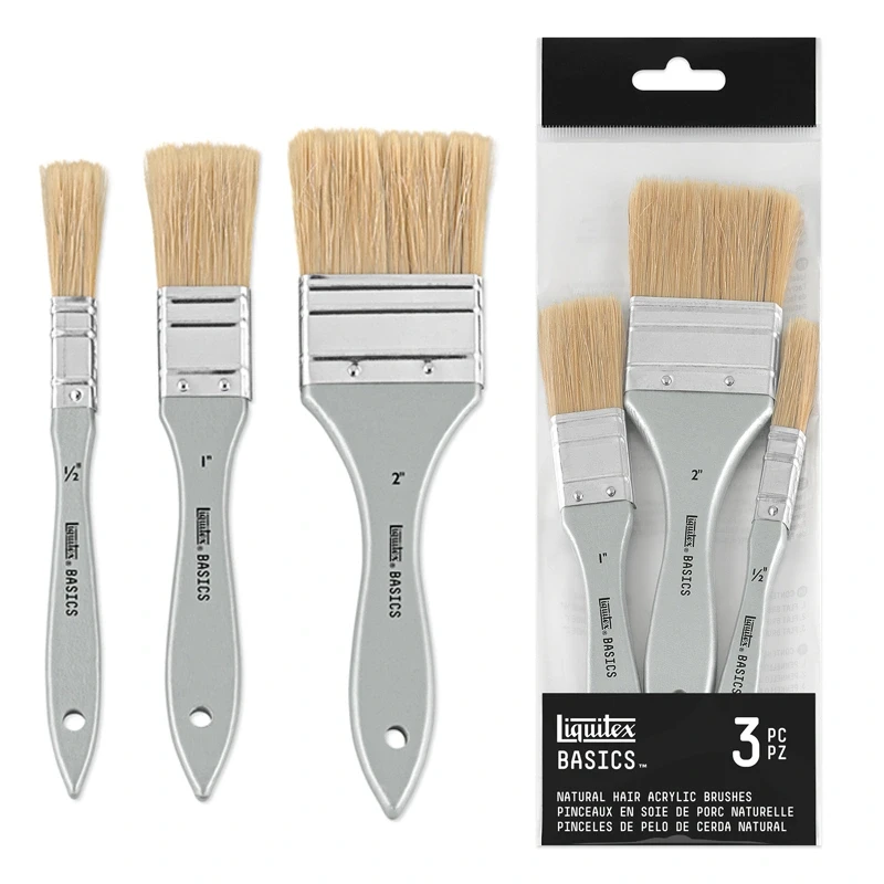 Zestaw pędzli szczecinowych Liquitex Basics 3 szt., płaskie 01